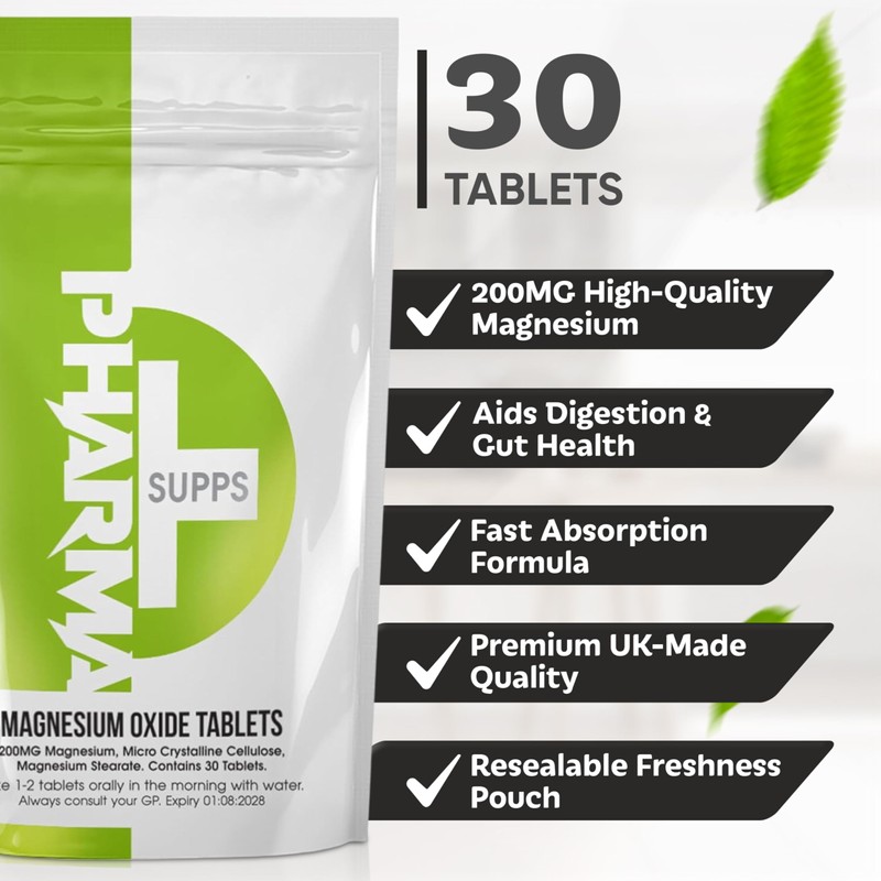 Pharma Magnesium Oxide 200mg - High Strength Magnesium Supplement for