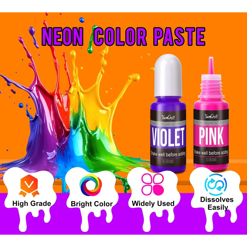 Neon Pigment Paste 12 Colours, Concentrated Dye for Epoxy Resin