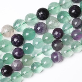 46pcs 8mm Natural Stone Beads Fluorite Gemstone Round Loose Beads for Jewelry Making DIY Bracelet Necklace 15"