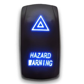 HAZARD WARNING - Blue - Switch Dual Light - STARK Laser Etched LED Rocker - 20A 12V ON/OFF 5-PIN
