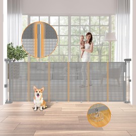 Retractable Baby Gates, Extra Tall Mesh Baby Gate, Extra Wide Baby Gate, Pet Gate for Doorways, Expandable Baby Gates, Extra Long Dog Gates for Large Openings, 120" Wide 41" Tall, Grey