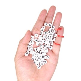 Honbay 600PCS 4x7mm White Acrylic Round Alphabet Beads Letter Beads for Jewelry Making, Bracelets, Necklaces, Key Chains and Kids Jewelry