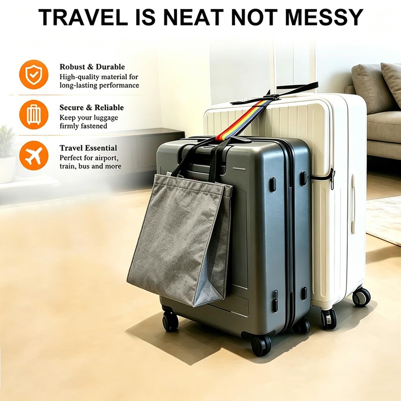 2 Pcs Luggage Straps for Suitcases, Multi Use Strong Adjustable
