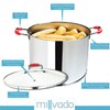 Millvado Stock Pot, 8.4 Quart Stainless Steel, Large StockPot With