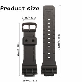 Replacement Band Compatible with Casio W-735H AEQ110BW AEQ110W AQS-800W AQ-S810W Men's Watch Strap Black Resin Wristband With Metal buckle (Black metal buckle)