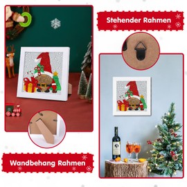 WEVOL Diamond Painting Children's Christmas, 5D Diamond Painting Pictures Gnome with Frame for Children Girls Boys and Adults, Diamond Painting Christmas Set for Wall and Table Decoration 18 x 18 cm