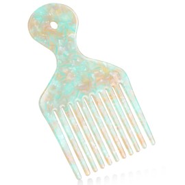 Pick Comb or Curly Hair Afro Hair Wide Tooth Comb Hair Styling Tool Afro Pick for Women and Men 4.8 Inches Detangling Lifting Comb, Light Green