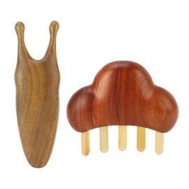 Sandalwood Massage Comb Wide Tooth Scalp Scraping Comb with Nose Guasha Massage Tools for Head Neck Hands Legs