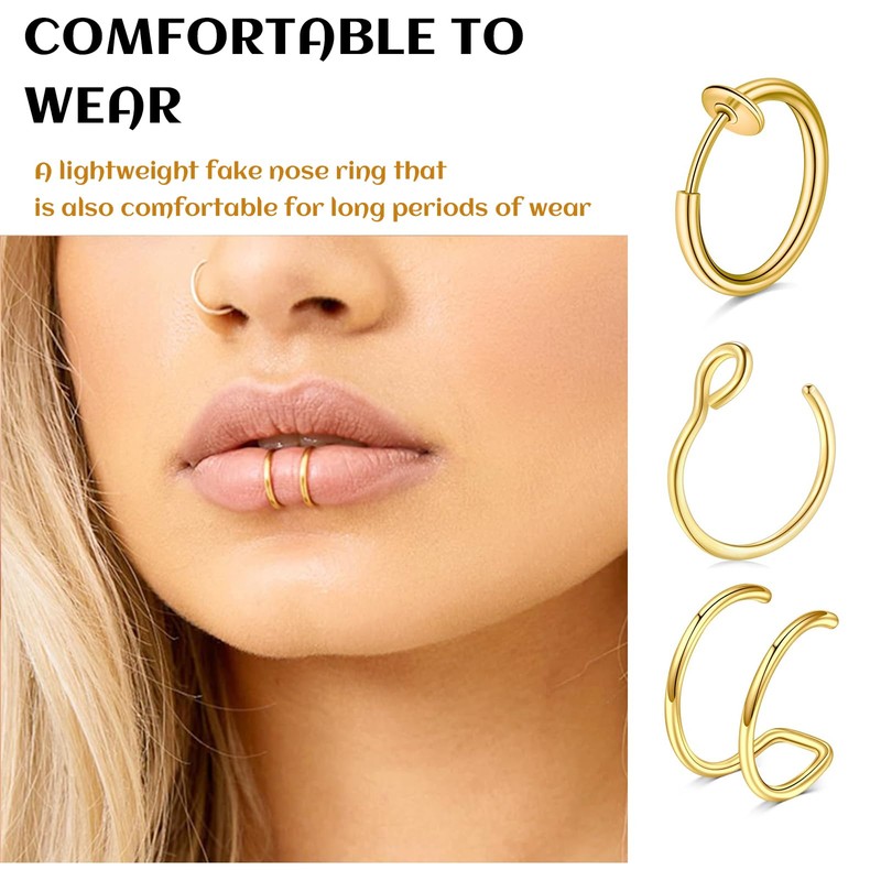 Yamobi Pack of 6 false nose rings, nose rings, nose