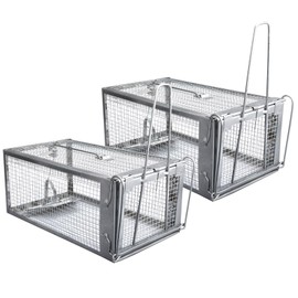 Gingbau 2-Pack Rat Traps Humane Live Chipmunk Mouse Trap Cages for Indoor and Outdoor Use
