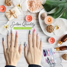 NeonNyx Luxury Handmade Press On Nails Kit - Reusable Salon-Quality Handmade Nails - 3D Acrylic Fake Nails with Glue & Adhesives - Divine Gleam (Medium)