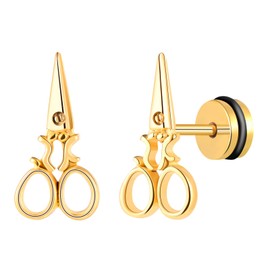Yumilok Studs Earrings for Women Men Stainless Steel scissors Earrings gold