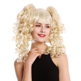 WIG ME UP - YZF-7080+A-T0915 Lady Cosplay Quality Wig bob + 2 removable ponytails pigtails curled bangs ringlets bright blond