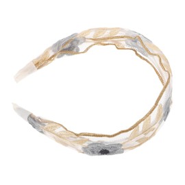 Healvian Embroidered Tulle Headband for Women Boho Style Floral Hair Accessory Wide Design for Hair Types for Weddings and Casual Attire