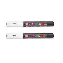 2 X Uni Posca Extra Fine Marker, White (PC1M.1)