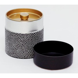 Kotodo Takahashi Seisakusho Tea Caddy KuroTO Komon Flat 3.5 oz (100 g) (Shark Komon #76)