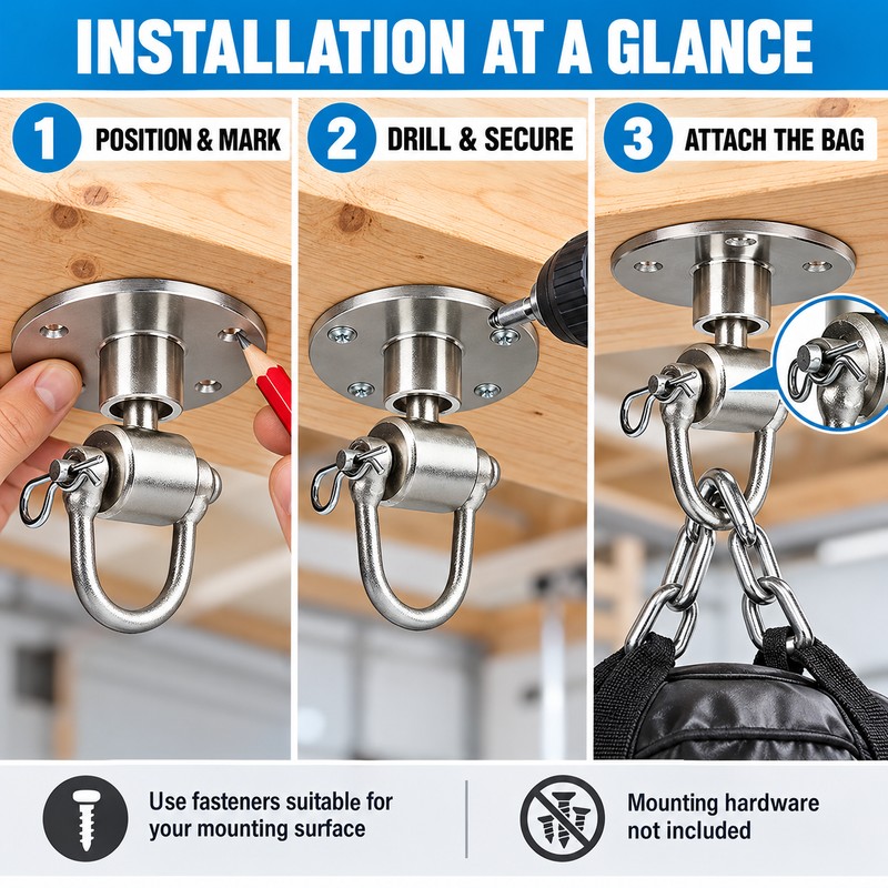 3.5 Inch Punching Bag Ceiling Mount, Iron Swivel Heavy Bag