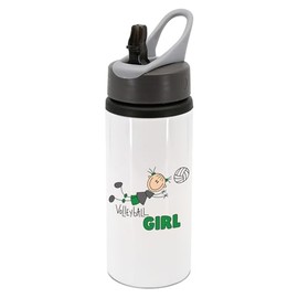 New Spirit Original Volleyball girl green black and white stick figure water bottle with handle, drinks bottle, drinks cup, water, hyrdate, sports