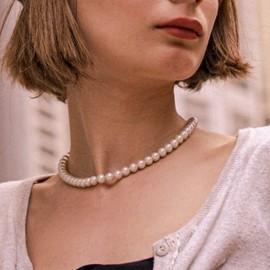 BURLAP LIFE White Freshwater Cultured AAAA Quality Genuine Real Pearl Strand Necklace 18 Inch Length for Women Fine Jewelry Gifts for Her 9.5mm-10.5mm