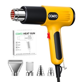 1600W Heat Gun, Hot Air Gun with 2 Temp Settings, 4 Nozzles, Overheat Protection, for Shrink Tubing, Shrink Wrap, Crafting, Resin, and DIY Projects - Yellow