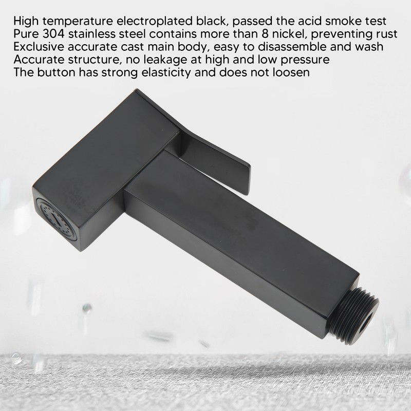 Sink Sprayer Stainless Steel Squared Electroplated Black Large Flow Bidet