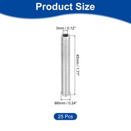 sourcing map Socket Set Screws,25Pcs M6x45mm Metric - 304 Stainless Steel Hex Socket Set Headless Cup Point Grub Screws, for Repairing Compact Instruments, Machinery and Equipment (Silver)