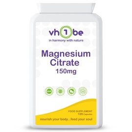 Magnesium Citrate 500mg – 120 Vegan Capsules | High Absorption Magnesium Supplement for Sleep, Energy, Digestion & Muscle Relief | 150mg Active Elemental Mg Supplement | Made in UK by vh1be