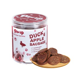 PAWUP Dog Treats Duck Apple Sausage Bites, 1% Taurine Added, 12.5 oz, High Protein Low Fat Chewy Healthy Snacks for Small, Medium & Large Dogs