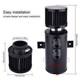 EVIL ENERGY EVIL ENERGY 10AN Baffled Oil Catch Can,Oil Breather Tank with Valve,750ML Universal Aluminum Black