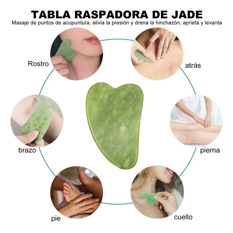 3pcs Rodillo De Masaje Facial De Jade Gua Sha Rejuvenece