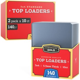 Cardboard Gold - 140pt Top Loaders for Cards - 20 Count - Premium 3x4 Inch Trading Card Toploaders - Protect Your Baseball and Sports Cards with These Crystal Clear Hard Plastic Sleeves Protectors