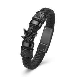 Hearbeingt Cremation Jewelry Urn Bracelet for Ashes for Women Men Keepsake Memorial Cuff Braided Leather Wristband Urn Bangle Bracelet for Ashes