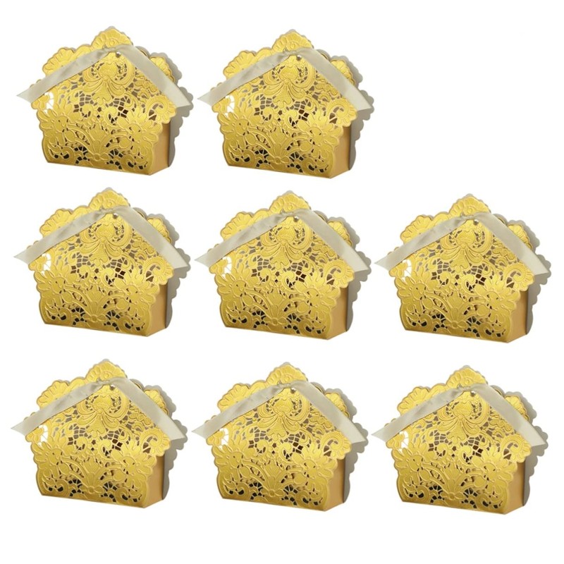WHAMVOX 50pcs Wedding Favor Boxes Hollow Craft Paper Candy Boxes