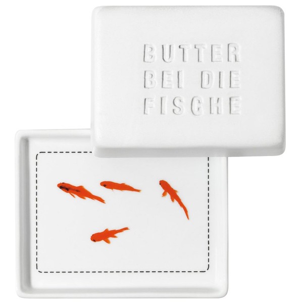 Breakfast Butter Dish Small Butter with Fish Plate: 10 x 8 x 1 cm Lid: 9 x 7 x 5 cm