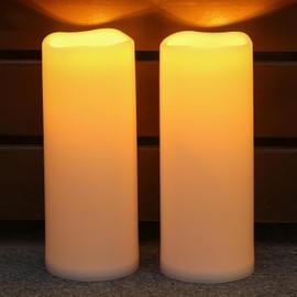 NURADA Velas Solares Grandes para Exteriores Impermeables - 10" x 4" Recargables con Energía Solar Sin Llama LED Pilar Parpadeante Vela para Decoración de Faroles de Patio Porche - Blanco Marfil Juego