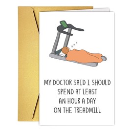 UUEFKTN Funny Birthday Card, Gym Treadmill Fitness Theme, Blank Inside for Personal Message, Greeting Card for Mom Dad Friend