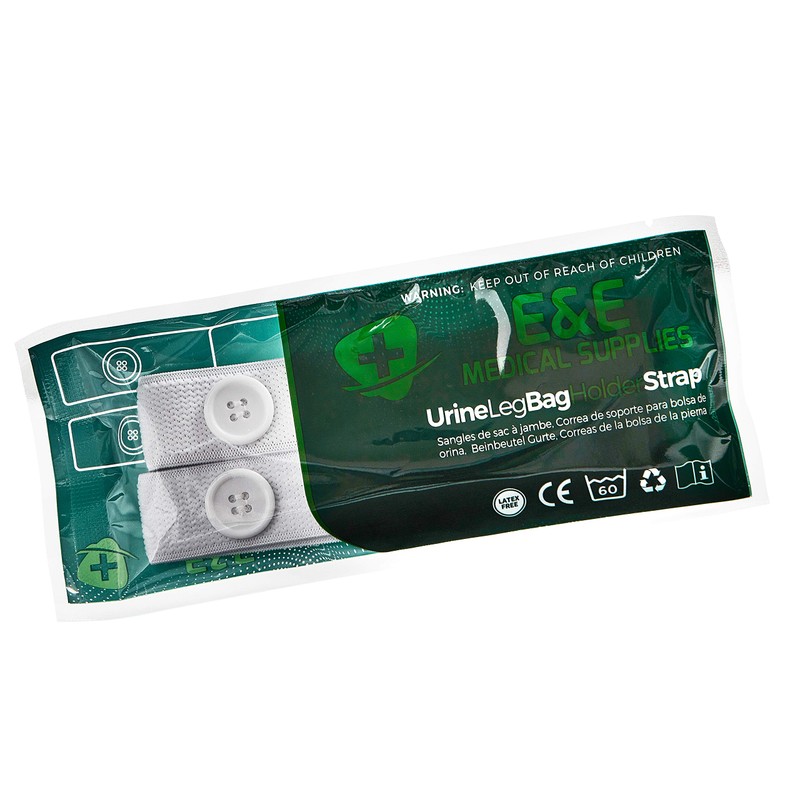 E&E Urine Leg Bag Holder Strap - Button Type, Non-Latex,