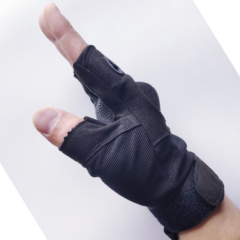 2PCS Half Finger Hard Knuckle Gloves Breathable Wear Resistant Combat