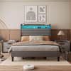 GAOMON Full Bed Frame with Charging Station, LED Light Full