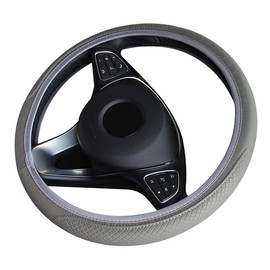Lotatheta Microfiber Leather Style Steering Wheel Covers Anti-Slip Universal Car Steering Wheel Cover Faux Leather for Car Accessories Auto Car Without Inner Ring (Grey)