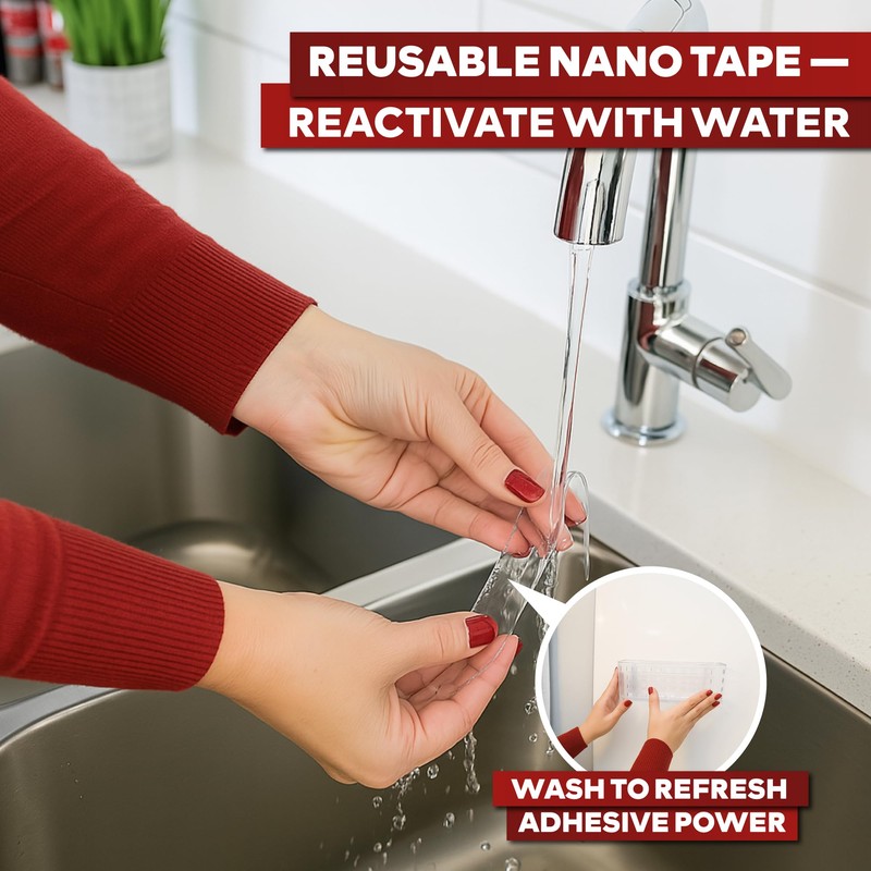 XFasten Reusable Double-Sided Nano Tape, 0.6-Inch x 10-Foot & 1.5-Inch