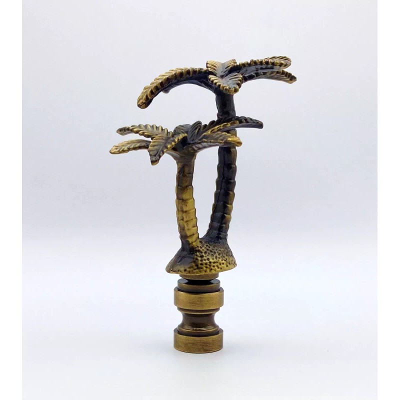 Lite Accents Lamp Finial-COCONUT PALM TREE-Aged Brass Finish, Highly detailed