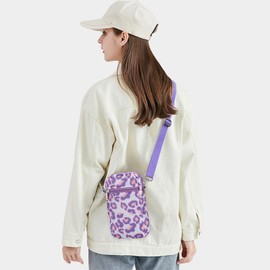 mygreen Small Crossbody Bags for Women Designer Zip Cell Phone Purse Shoulder Handbags Wallet Leopard Purple