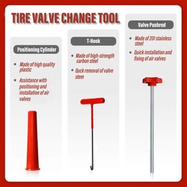 LOGOL Tire Valve Stem Quick Replacement Tool Kit（51025）, Valve Stem Installation Tool for Cars, Trucks,ATVs,etc. with 4PCS TR413 Valve Stems.