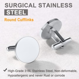 U7 Men's Cufflinks Silver Stainless Steel Coin Cuff Links Jewellery For Father