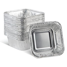 PLASTICPRO ''Disposable'' Mini Size 3'' X 3 X 2'' Inch Square Aluminum Tin Foil Baking Pans Bakeware - Cookware Perfect for Baking Cakes,Brownies,Bread, Meatloaf, Lasagna, Pack of 25