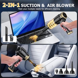 Cordless Handheld Car Vacuum and Air Duster, 16000PA Rechargeable Mini Cleaner for Car, Keyboard, Home Office, Pet Hair and Desk Dust