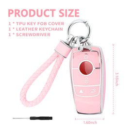 carleef 4 Buttons Key Fob Cover with Chain,Car Key Fob Protector Keep Key Safe,TPU Car Key Cover Compatible with Mercede Ben-z(for Mercede Ben-z)