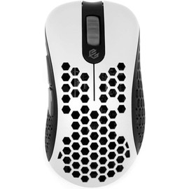 Gwolves Skoll Mini SK-S White 50g Ultralight Weight Honeycomb Design Ergonomic Wired Gaming Mouse with 3389 Sensor - PTFE Skates - 16,000DPI - Detachable Cable (White) (Small)
