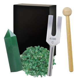 4096C Green Crystal Tuning Fork Set to Purify The Chakra Meditation Ornament Set W4315 - Green
